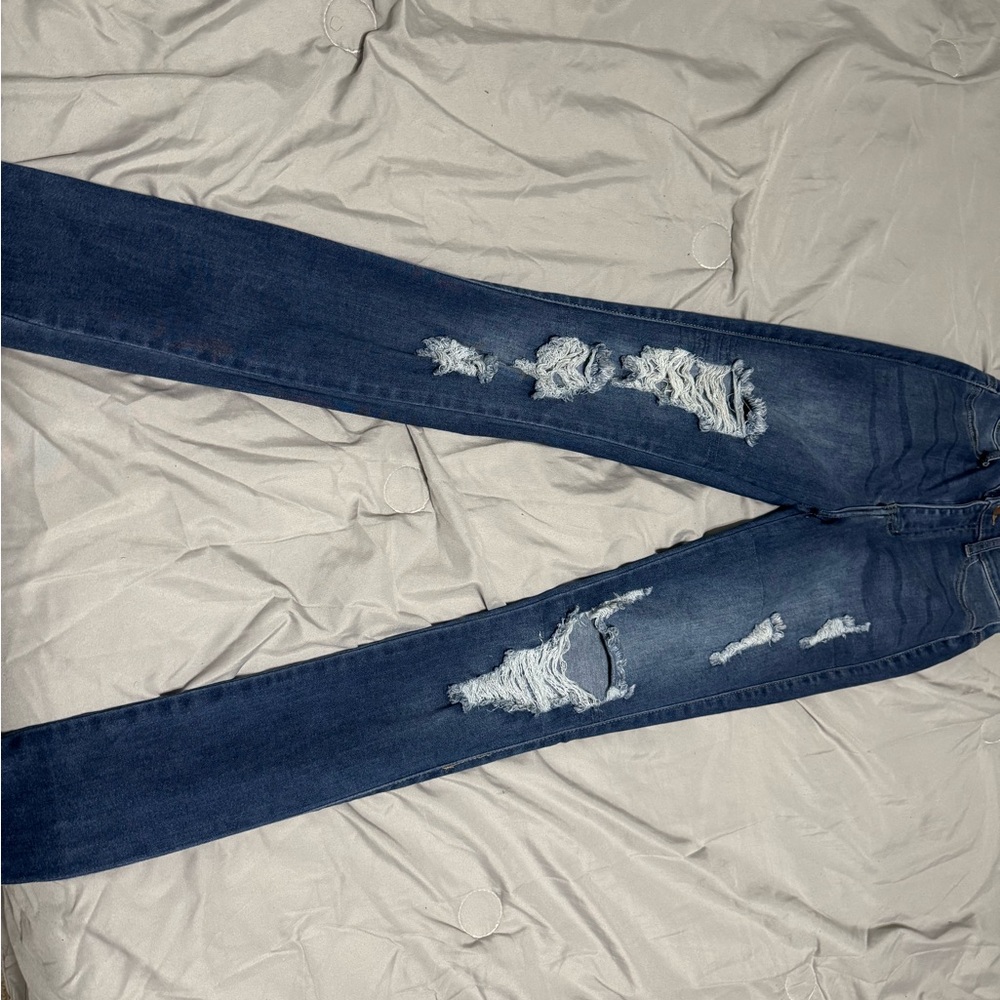Blue ripped jeans